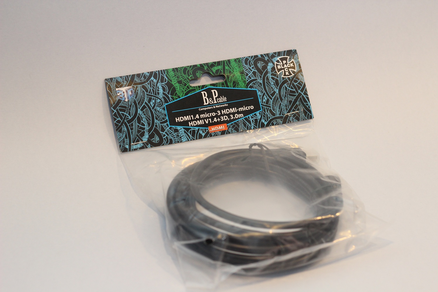 Кабель B&amp;P HDMI-microHDMI 3m, ver. 1.4, 3D/Ethernet