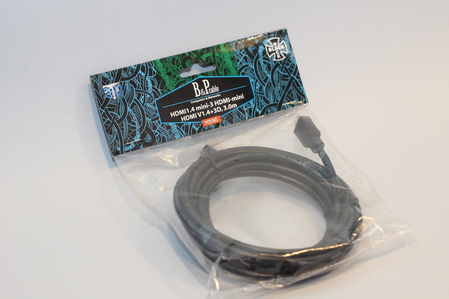 Кабель B&amp;P HDMI-miniHDMI 3m, ver. 1.4, 3D/Ethernet