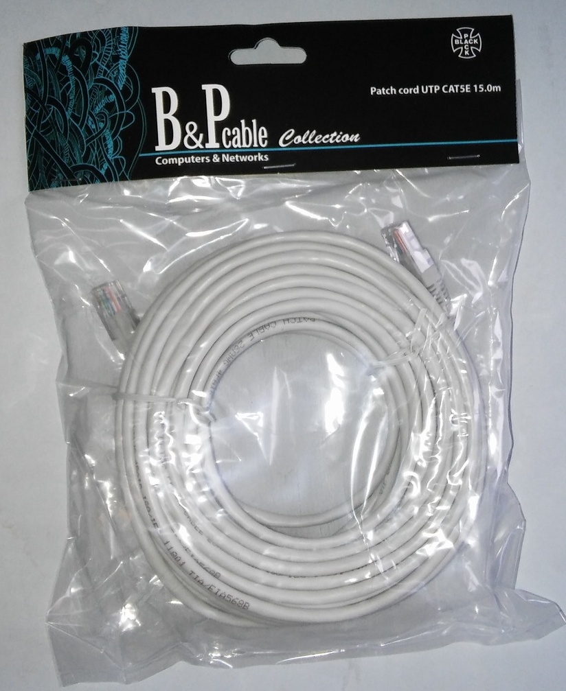 Патчкорд литой B&amp;P UTP CAT5E, 15m